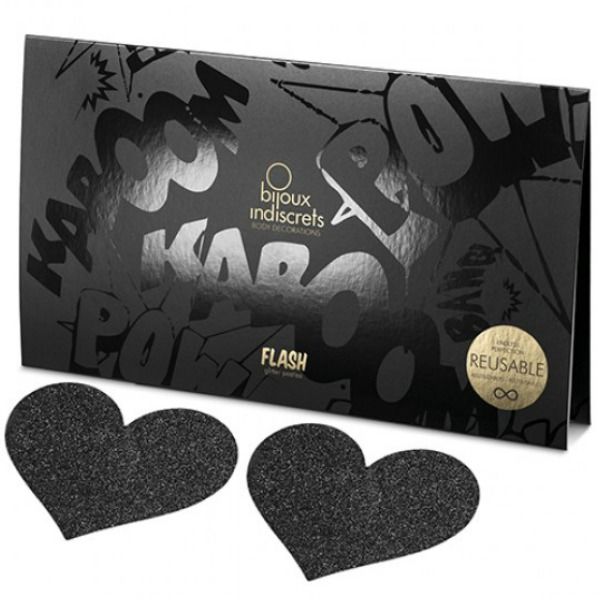 BIJOUX - INDISCRETS FLASH NERO TAGLI CAPEZZOLI CUORE - BIJOUX FLASH COLLECTION | Lingerie Harness Boutique