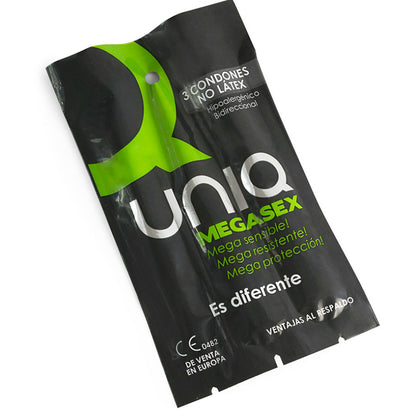 UNIQ - MEGASEX LATEX FREE SENSITIVE CONDOMS 3 UNITS - UNIQ | Lingerie Harness Boutique