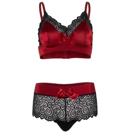 LEG AVENUE - SET 2 PEZZI NERO E ROSSO L/XL - LEG AVENUE SETS | Lingerie Harness Boutique