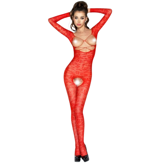 PASSION - WOMAN BS031 BODYSTOCKING RED ONE SIZE