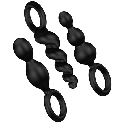 SATISFYER - SET 3 PCS BLACK ANAL PLUGS