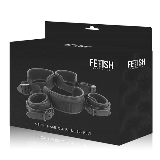 FETISH SUBMISSIVE - POSIZIONE A GAMBE APERTE CON MANETTE FODERA IN NOPRENE - FETISH SUBMISSIVE BONDAGE | Lingerie Harness Boutique