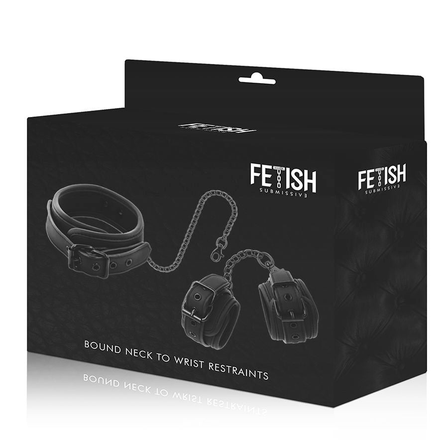 FETISH SUBMISSIVE - COLLANA E MANETTE IN PELLE VEGANA CON FODERA IN NOPRENE - FETISH SUBMISSIVE BONDAGE | Lingerie Harness Boutique