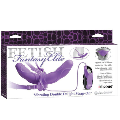 FETISH FANTASY ELITE - VIBRATING DOUBLE DELIGHT PURPLE STRAP