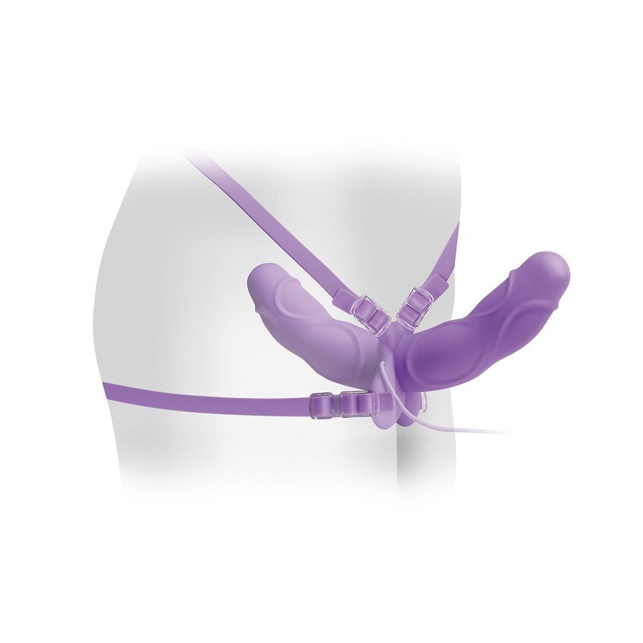 FETISH FANTASY ELITE - VIBRATING DOUBLE DELIGHT PURPLE STRAP