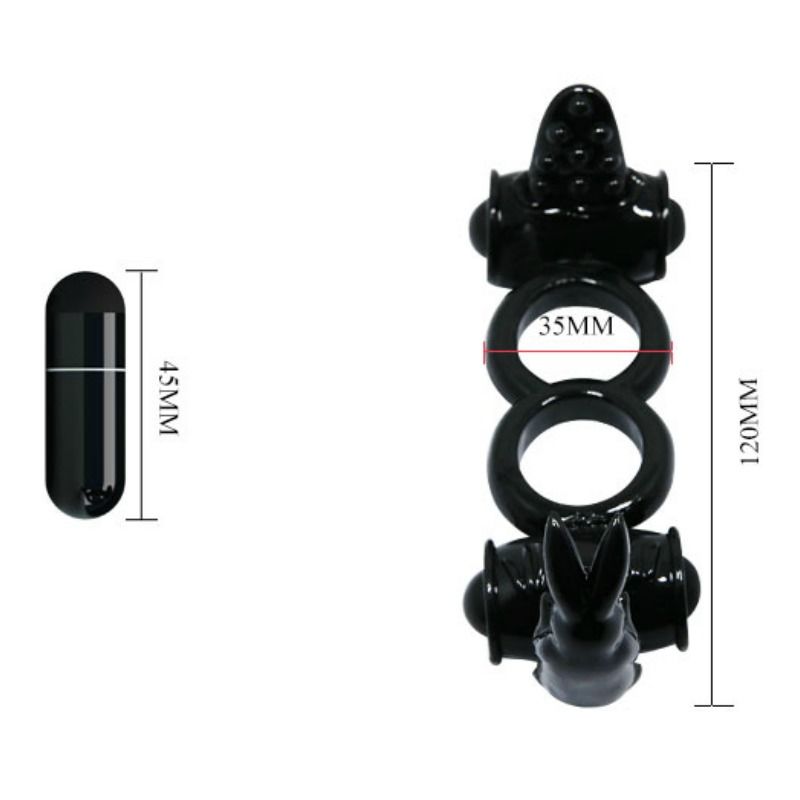 BAILE - ANELLO SWEET ANELLO DOPPIO CON DOPPIO CONIGLIO - BAILE FOR HIM | Lingerie Harness Boutique