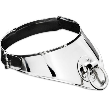 METAL HARD - COLLARE DI CONTENIMENTO RIGIDO IN METALLO CON ANELLO E LUCCHETTO 12,5 CM - METAL HARD | Lingerie Harness Boutique