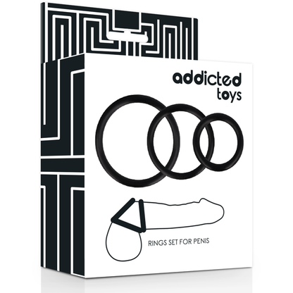ADDICTED TOYS - SET DI ANELLI PER PENE NERO - ADDICTED TOYS | Lingerie Harness Boutique