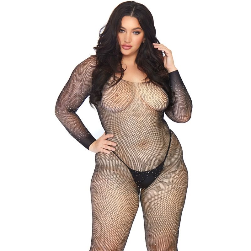 LEG AVENUE - CRYSTAL NET BODY STOCKING 1X-2X