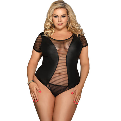 SUBBLIME - QUEEN PLUS FETISH TEDDY MANICA CORTA - SUBBLIME QUEEN PLUS SIZE | Lingerie Harness Boutique