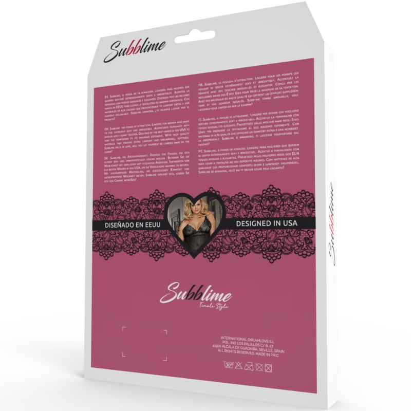 SUBBLIME - QUEEN PLUS SET TOP E PERIZOMA NERO - SUBBLIME QUEEN PLUS SIZE | Lingerie Harness Boutique