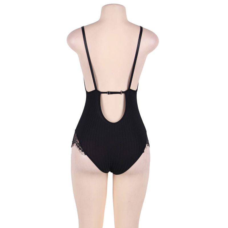 SUBBLIME - QUEEN PLUS TEDDY CON TRASPARENTI E FRANGE NERE - SUBBLIME QUEEN PLUS SIZE | Lingerie Harness Boutique