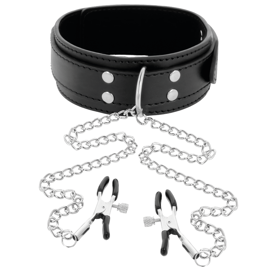 DARKNESS - COLLARE CON Morsetti PER CAPEZZOLI NERO - DARKNESS BONDAGE | Lingerie Harness Boutique