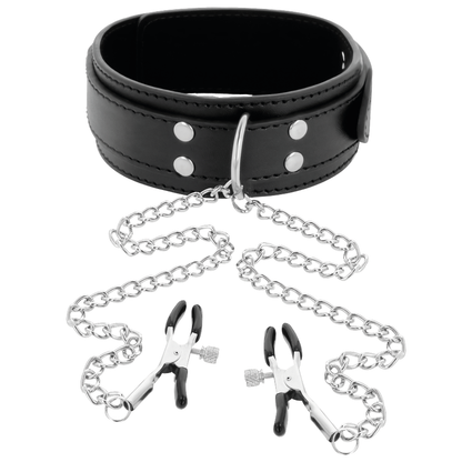 DARKNESS - COLLARE CON Morsetti PER CAPEZZOLI NERO - DARKNESS BONDAGE | Lingerie Harness Boutique