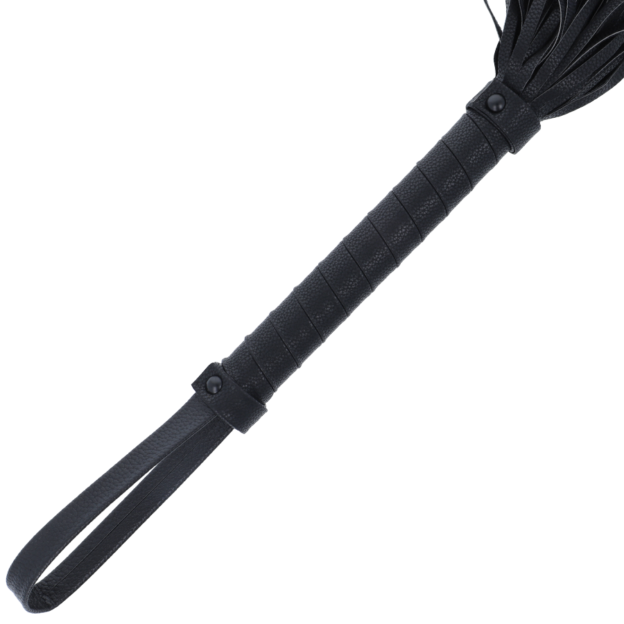 DARKNESS - BLACK BONDAGE WHIP 42CM IN LEATHER