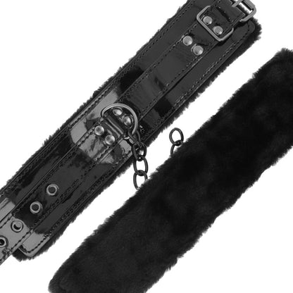 DARKNESS - MANETTE NERE REGOLABILI IN PELLE CON LUCCHETTO - DARKNESS BONDAGE | Lingerie Harness Boutique
