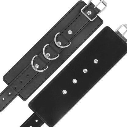 DARKNESS - MANETTE ALLA CAVIGLIA REGOLABILI IN PELLE NERA - DARKNESS BONDAGE | Lingerie Harness Boutique