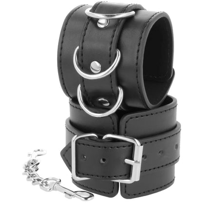 DARKNESS - BLACK LEATHER ADJUSTABLE ANKLE CUFFS