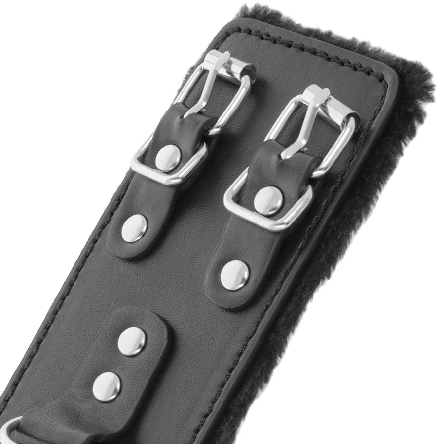 DARKNESS - MANETTE NERE REGOLABILI IN PELLE CON FODERA - DARKNESS BONDAGE | Lingerie Harness Boutique