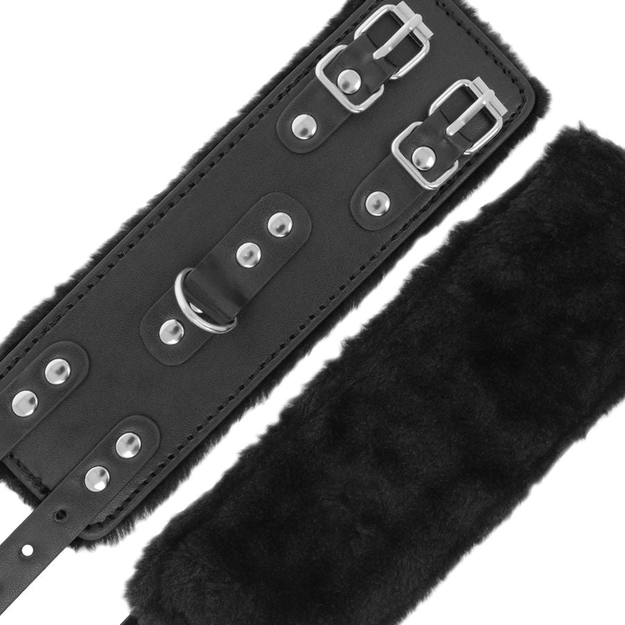 DARKNESS - MANETTE NERE REGOLABILI IN PELLE CON FODERA - DARKNESS BONDAGE | Lingerie Harness Boutique