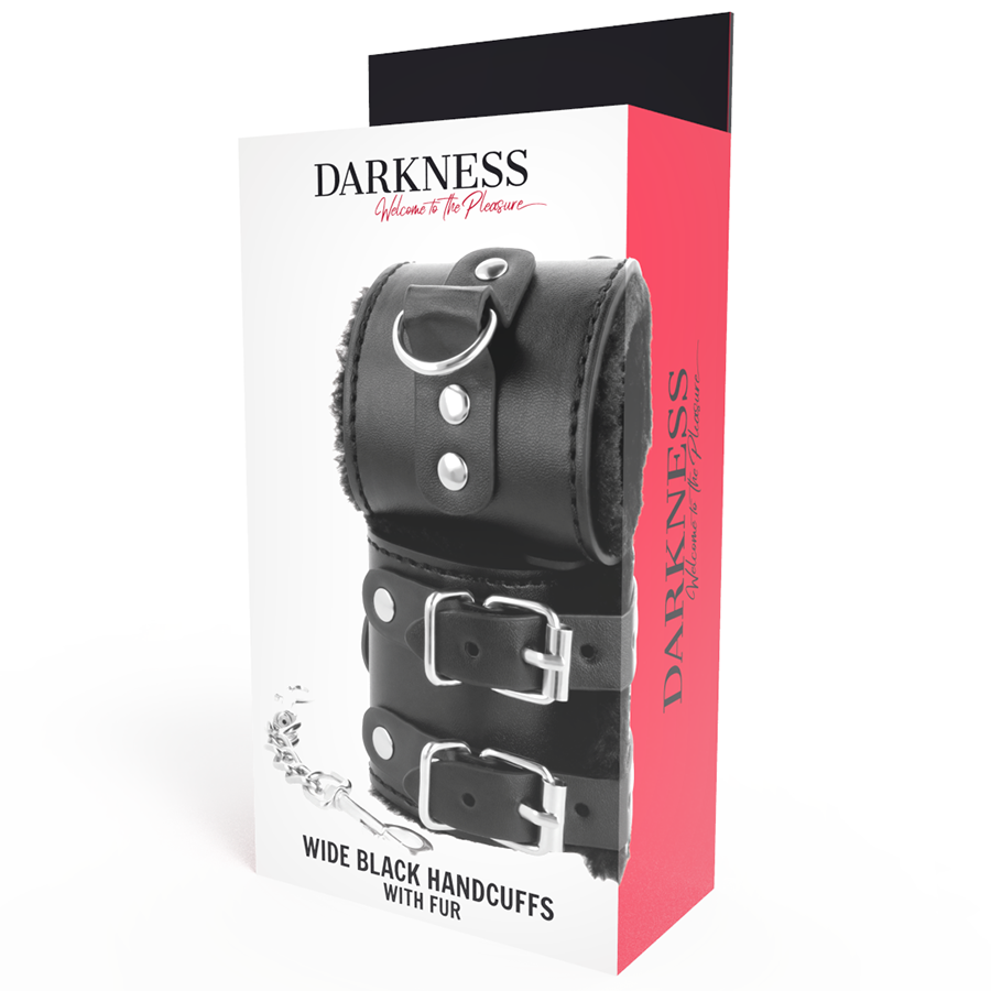 DARKNESS - MANETTE NERE REGOLABILI IN PELLE CON FODERA - DARKNESS BONDAGE | Lingerie Harness Boutique