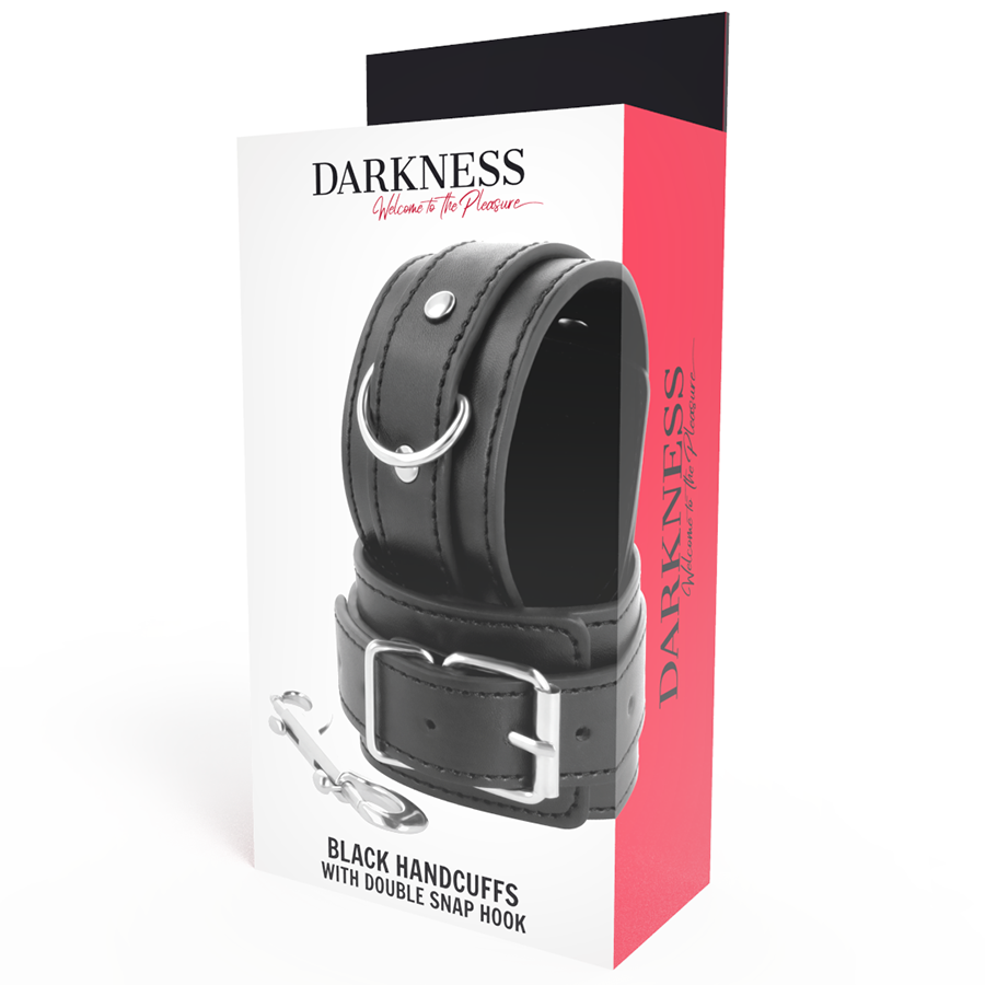 DARKNESS - MANETTE NERE REGOLABILI CON DOPPIO NASTRO DI RINFORZO - DARKNESS BONDAGE | Lingerie Harness Boutique