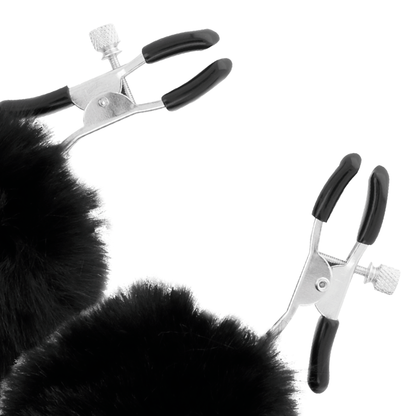 DARKNESS - MORSETTI PER CAPEZZOLI CON POM POM 1 - DARKNESS SENSATIONS | Lingerie Harness Boutique