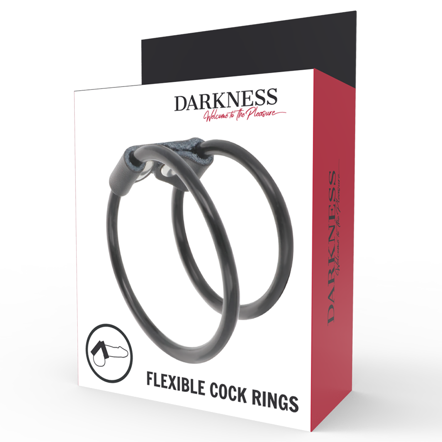 DARKNESS - DOPPIO ANELLO PER PENE FLESSIBILE - DARKNESS SENSATIONS | Lingerie Harness Boutique