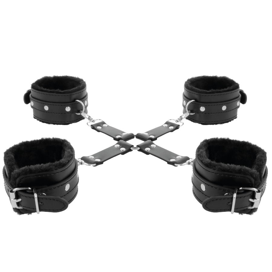 DARKNESS - MANETTE IN PELLE PER PIEDI E MANI NERE - DARKNESS BONDAGE | Lingerie Harness Boutique