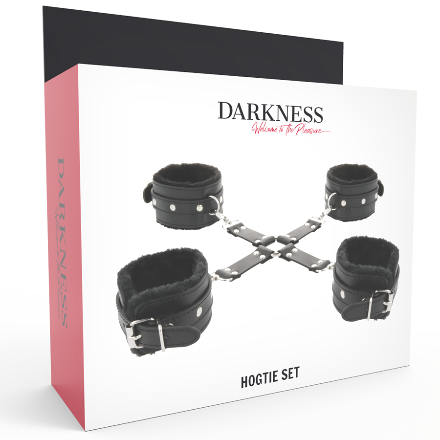 DARKNESS - BLACK LEATHER FOOT AND HAND HANDCUFFS