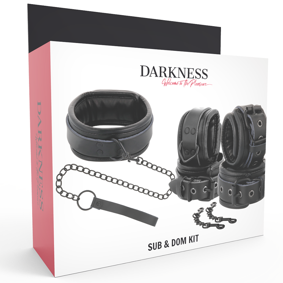 DARKNESS - MANETTE E COLLETTO IN PELLE NERA - DARKNESS | Lingerie Harness Boutique