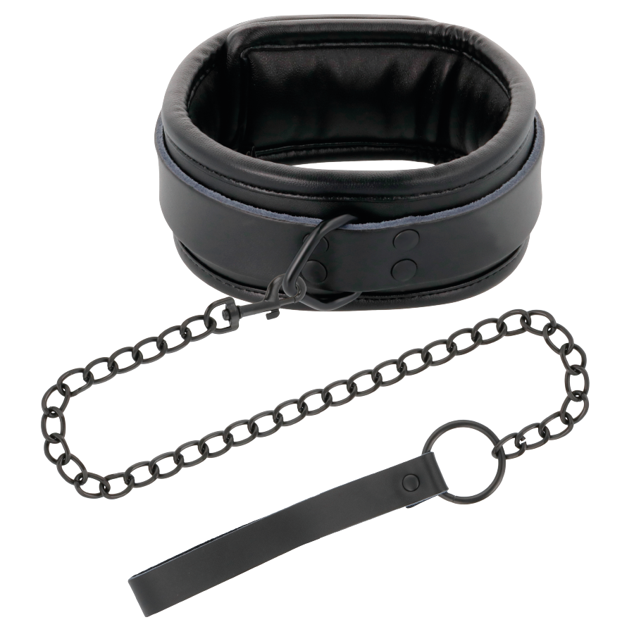 DARKNESS - BLACK LEATHER HANDCUFFS AND COLLAR