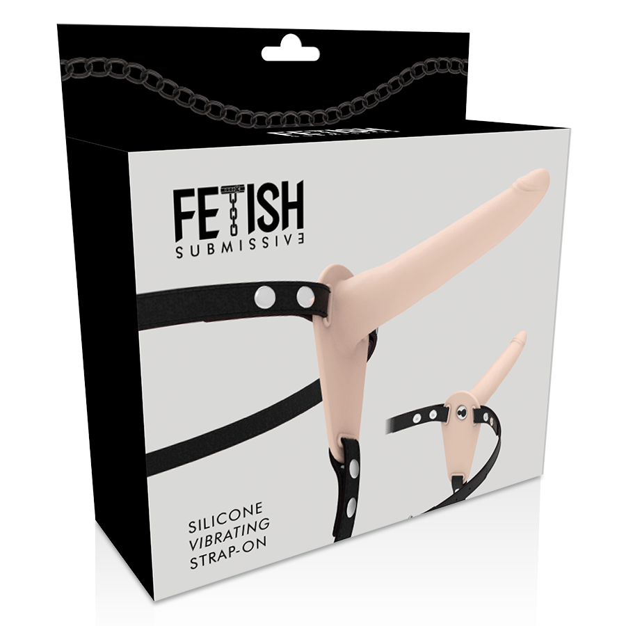 FETISH SUBMISSIVE HARNESS - FLESH SILICONE VIBRATOR 15 CM