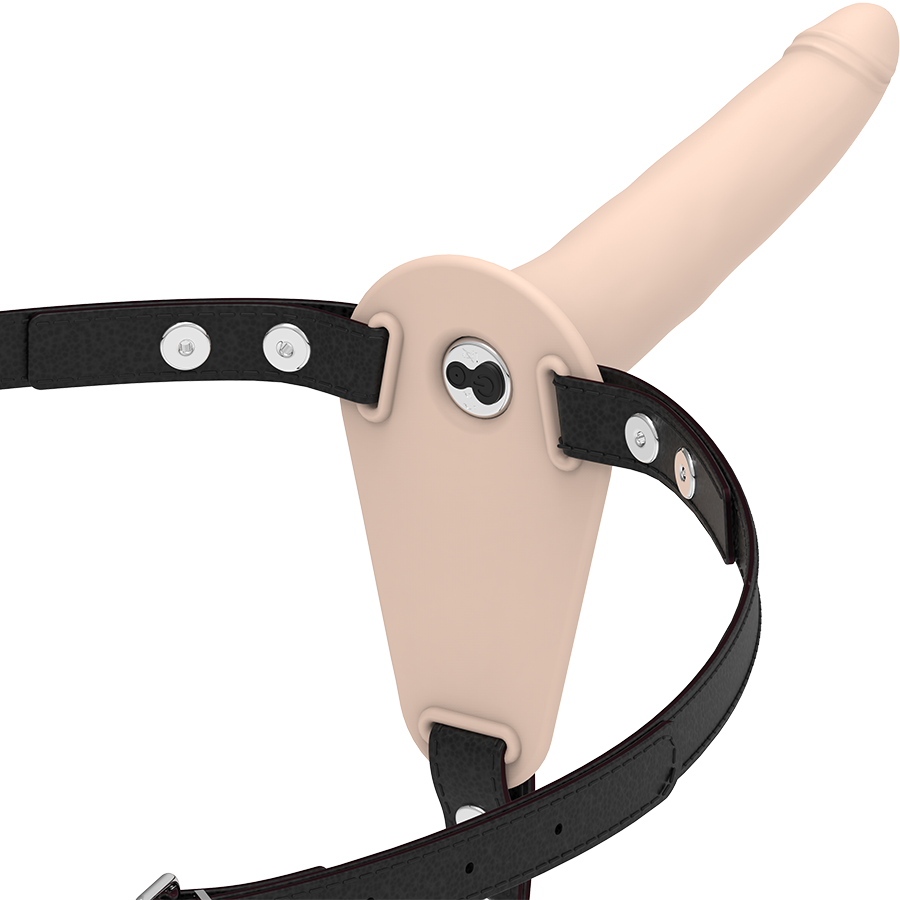 FETISH SUBMISSIVE HARNESS - FLESH SILICONE VIBRATOR 15 CM