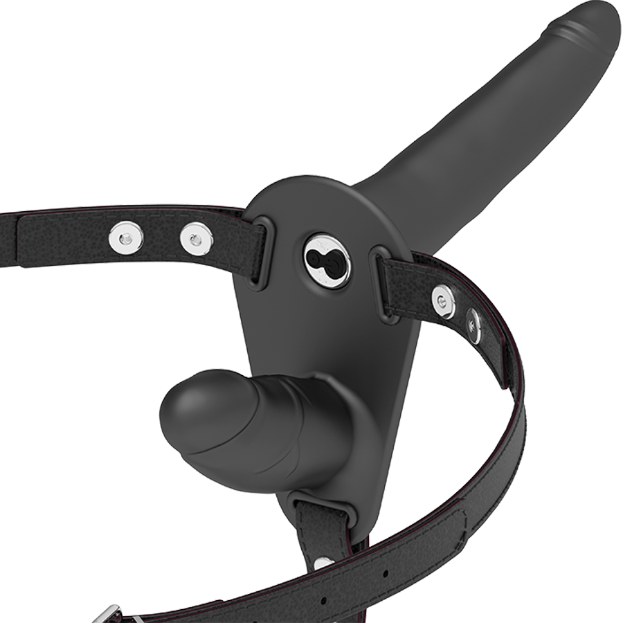 FETISH SUBMISSIVE HARNESS - VIBRATORE NERO A DOPPIA PENETRAZIONE - FETISH SUBMISSIVE HARNESS | Lingerie Harness Boutique
