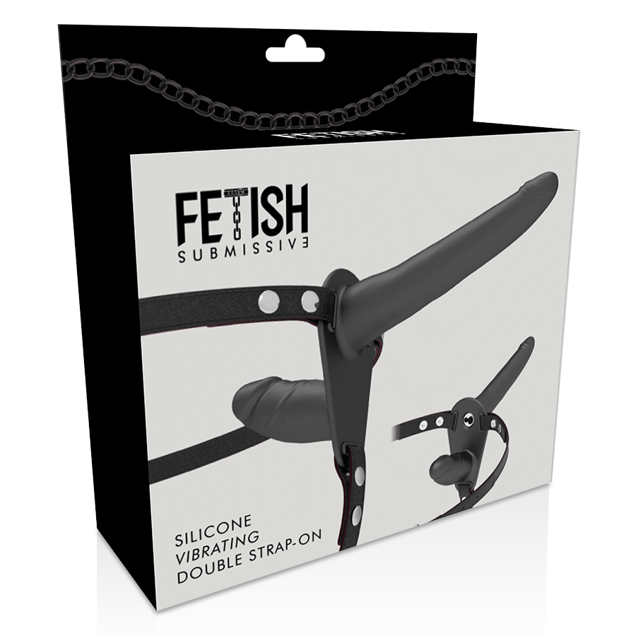 FETISH SUBMISSIVE HARNESS - VIBRATORE NERO A DOPPIA PENETRAZIONE - FETISH SUBMISSIVE HARNESS | Lingerie Harness Boutique