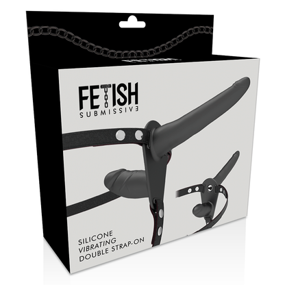FETISH SUBMISSIVE HARNESS - VIBRATORE NERO A DOPPIA PENETRAZIONE - FETISH SUBMISSIVE HARNESS | Lingerie Harness Boutique