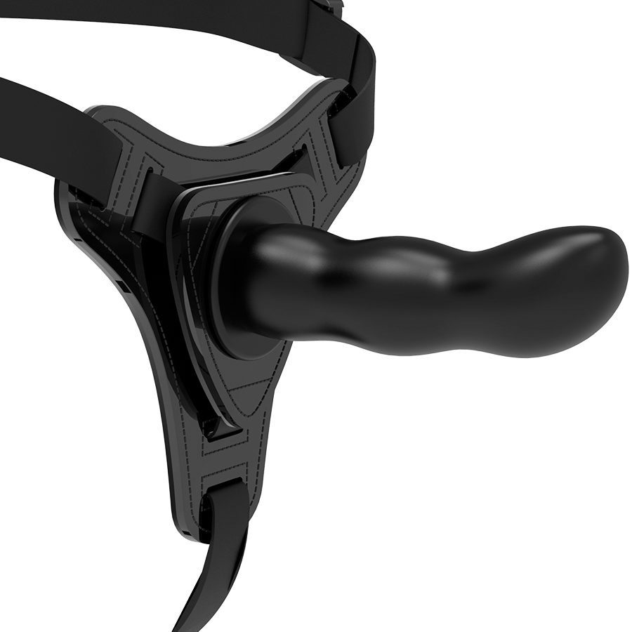 FETISH SUBMISSIVE HARNESS - BLACK SILICONE G-SPOT 16CM