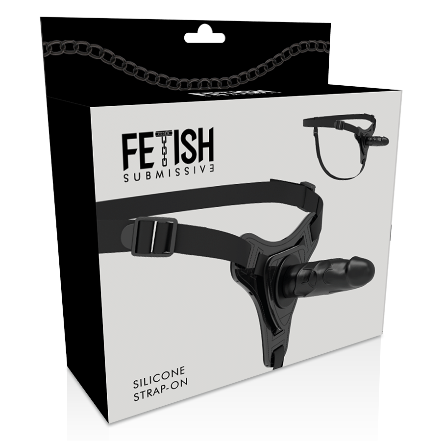 FETISH SUBMISSIVE HARNESS - REALISTIC BLACK SILICONE 15CM