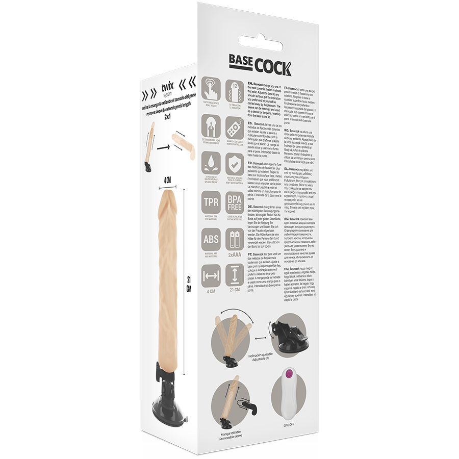 BASECOCK - VIBRATORE REALISTICO TELECOMANDO NERO 21 CM -O- 4 CM - BASECOCK | Lingerie Harness Boutique