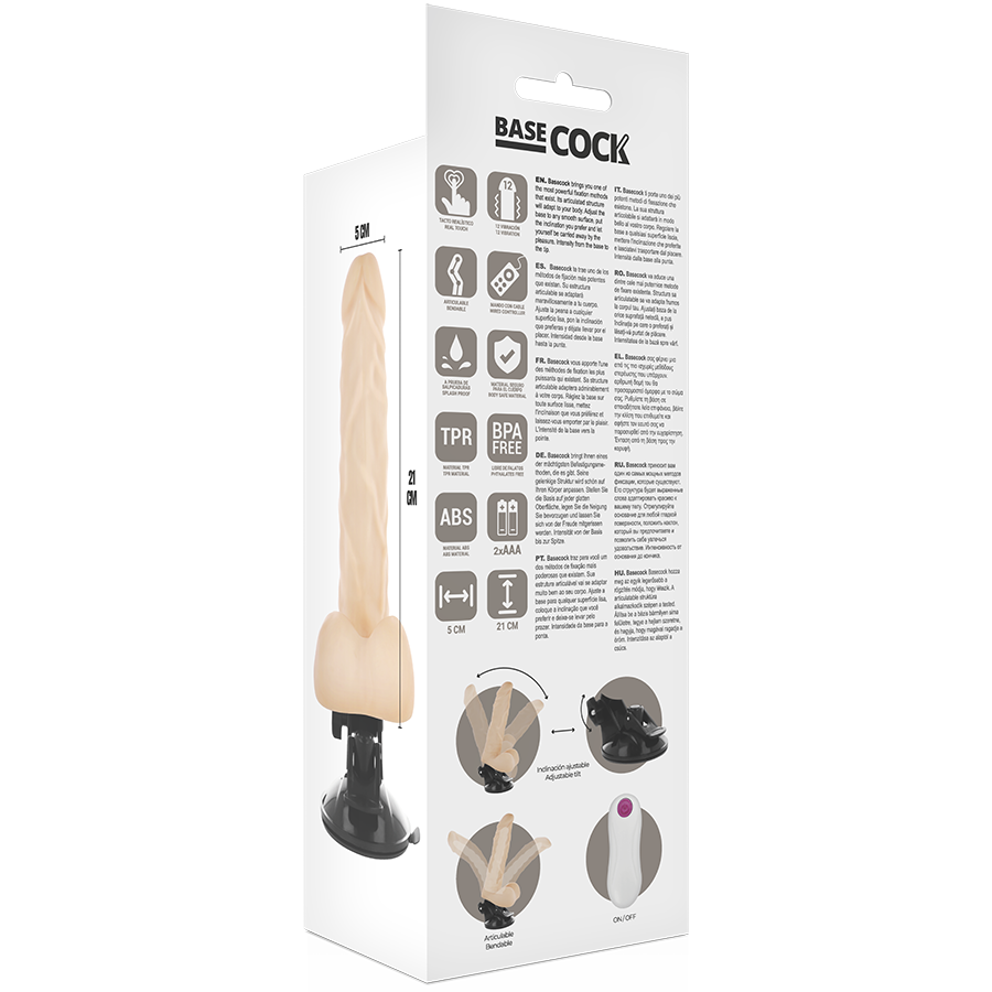 BASECOCK - ARTICULATING VIBRATOR REMOTE CONTROL NATURAL 21 CM -O- 5 CM