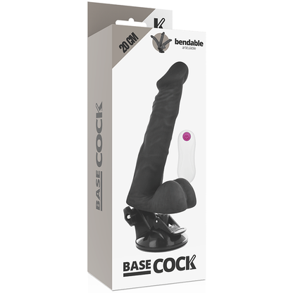BASECOCK - VIBRATORE ARTICOLABILE TELECOMANDO NERO 20 CM -O- 4.5 CM - BASECOCK | Lingerie Harness Boutique
