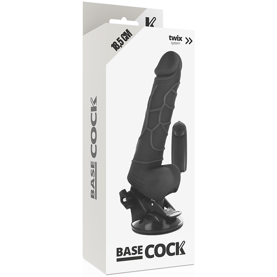 BASECOCK - VIBRATORE REALISTICO TELECOMANDO NERO 18.5 CM -O- 4CM - BASECOCK | Lingerie Harness Boutique