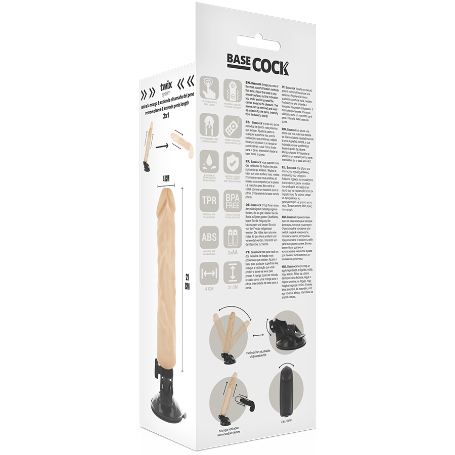 BASECOCK - REALISTIC VIBRATOR REMOTE CONTROL NATURAL 21 CM -O- 4 CM