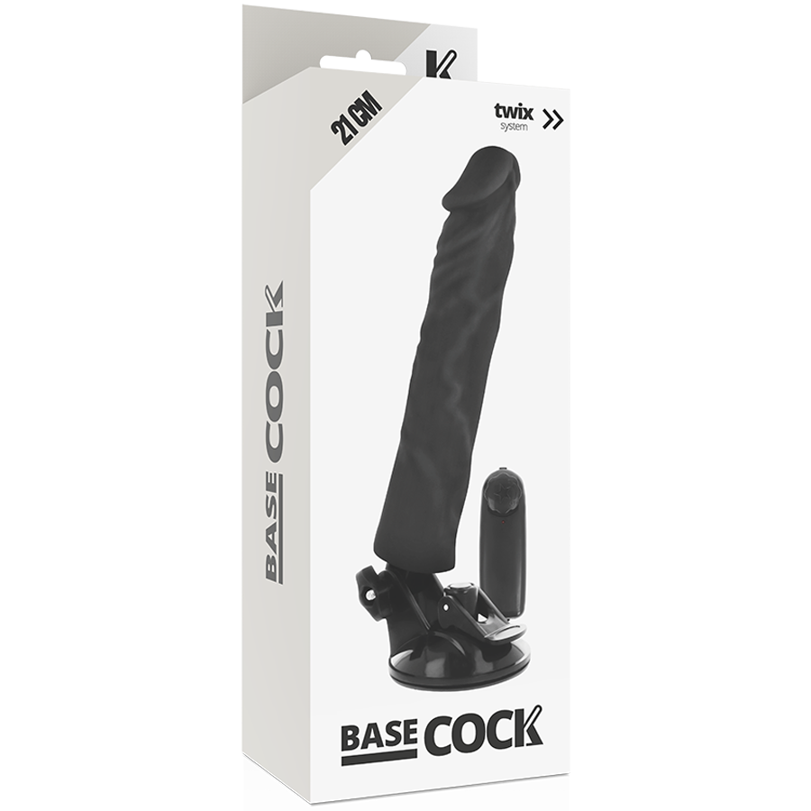BASECOCK - VIBRATORE REALISTICO TELECOMANDO NERO 21 CM -O- 4 CM - BASECOCK | Lingerie Harness Boutique