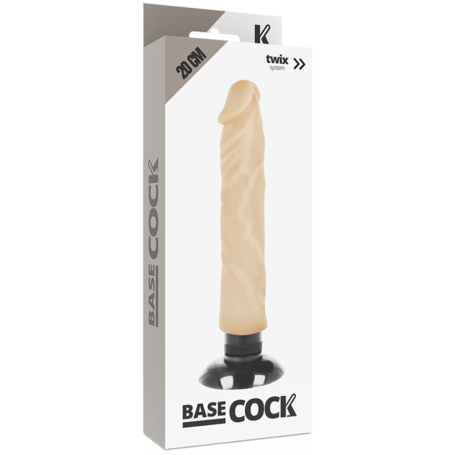 BASECOCK - VIBRATORE REALISTICO 2-1 NERO 20 CM -O- 4 CM - BASECOCK | Lingerie Harness Boutique