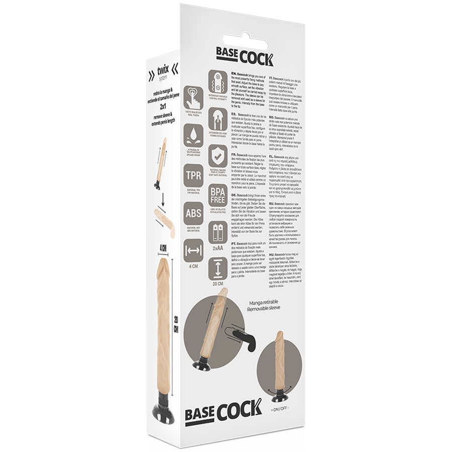 BASECOCK - REALISTIC VIBRATOR 2-1 NATURAL 20 CM -OR- 4 CM