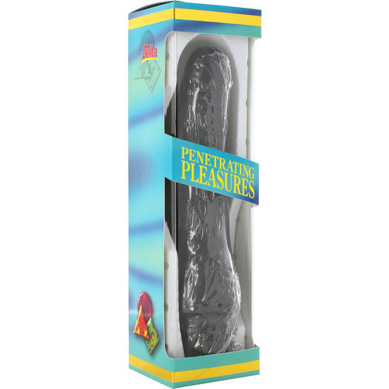 SEVEN CREATIONS - VIBRATOR VINYL P-SHAPE BLACK PENIS 20 CM