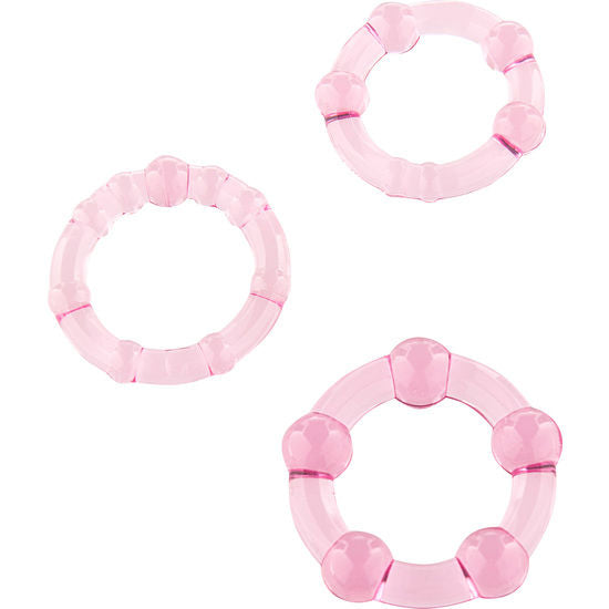 SEVEN CREATIONS - SET DI TRE ANELLI PER PENE ROSA - SEVEN CREATIONS | Lingerie Harness Boutique