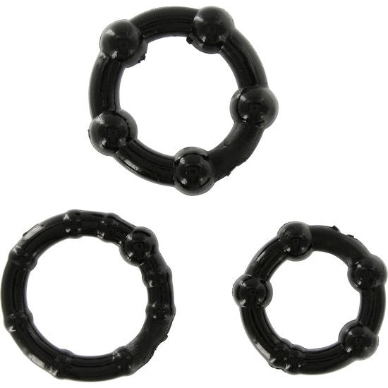 SEVEN CREATIONS - SET DI TRE ANELLI PER PENE NERI - SEVEN CREATIONS | Lingerie Harness Boutique
